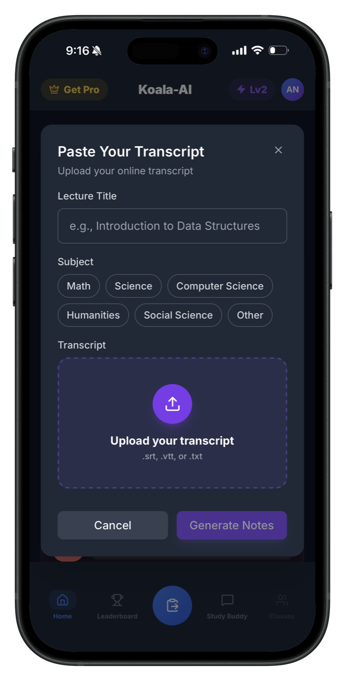 Upload your CART transcripts